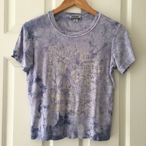 Democracy T-Shirt Embellished Tiny Rhinestones Tencel/Cotton Petite Small USA